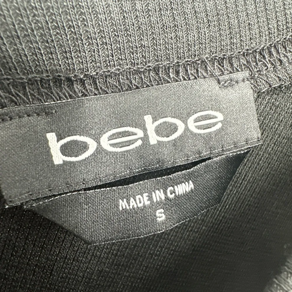 Bebe Long Sleeve Logo Dress Swarovski Crystal Rhinestone Black Style 701822 Sz S - Image 7