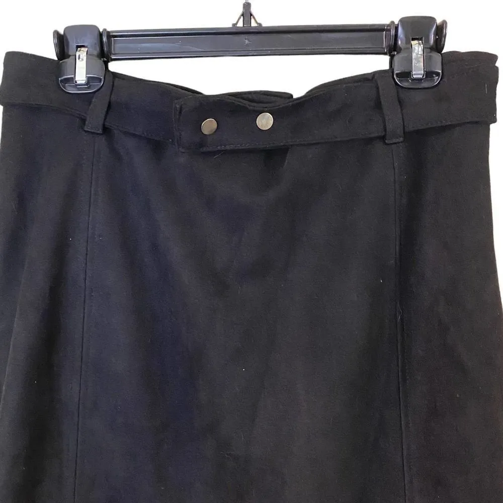 Haute Monde Faux Suede Dark Brown Belted Mini Skirt Size XL - Image 5