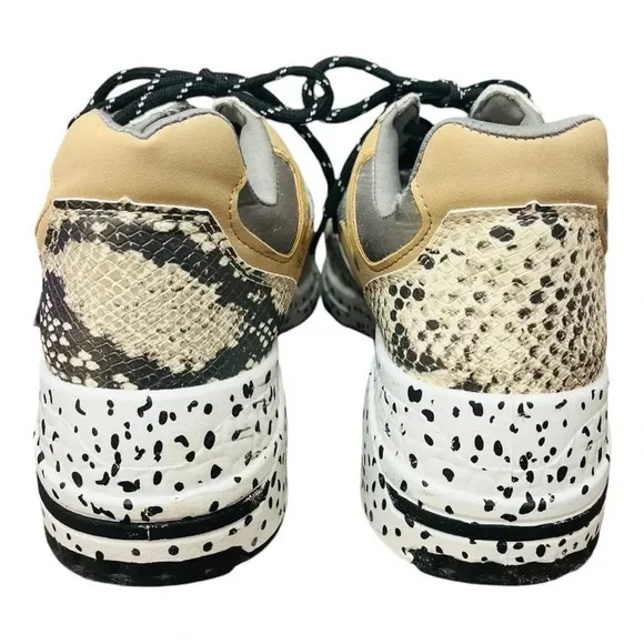Steve‎ Madden Bena Snake Print Collage Wedge Leather Sneakers Women Size 8.5 - Image 3