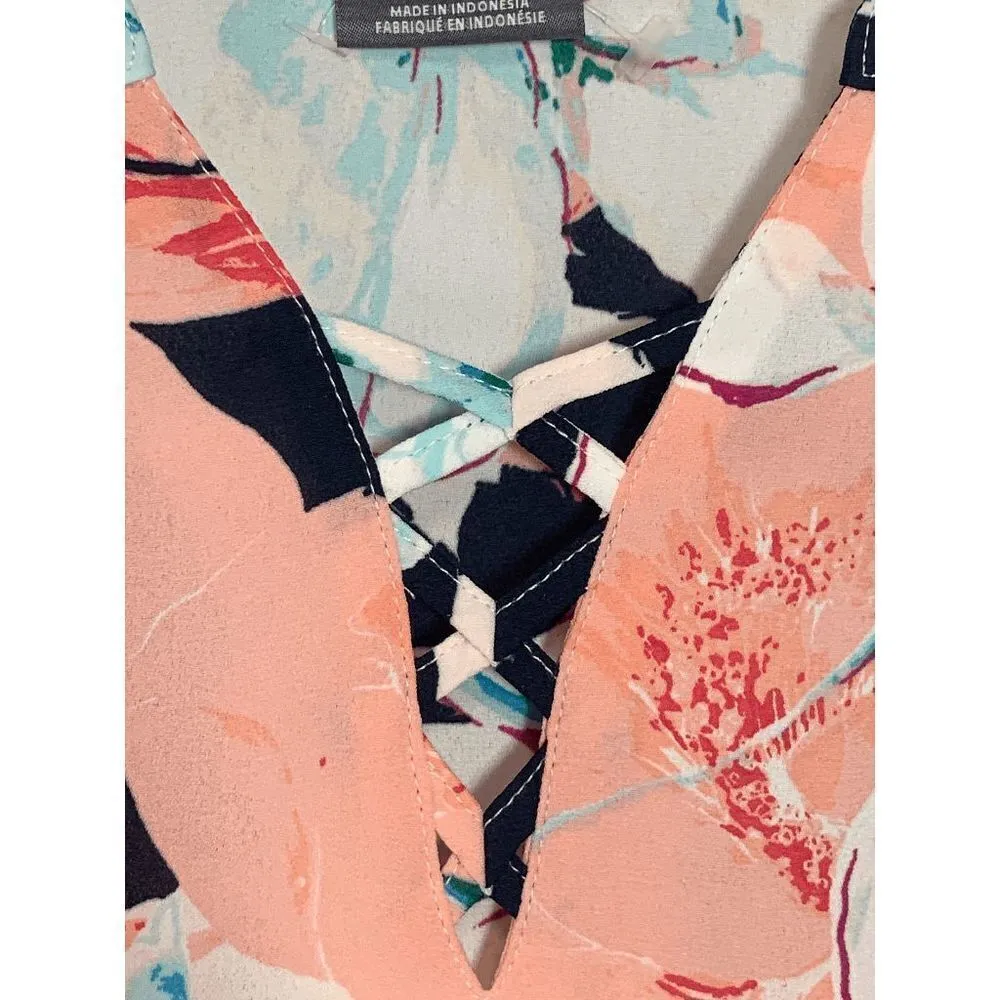 Van Heusen Women's Floral 3/4 Sleeve Criss-Cross V-Neck Blouse Multi-Color Sz XS - Image 9