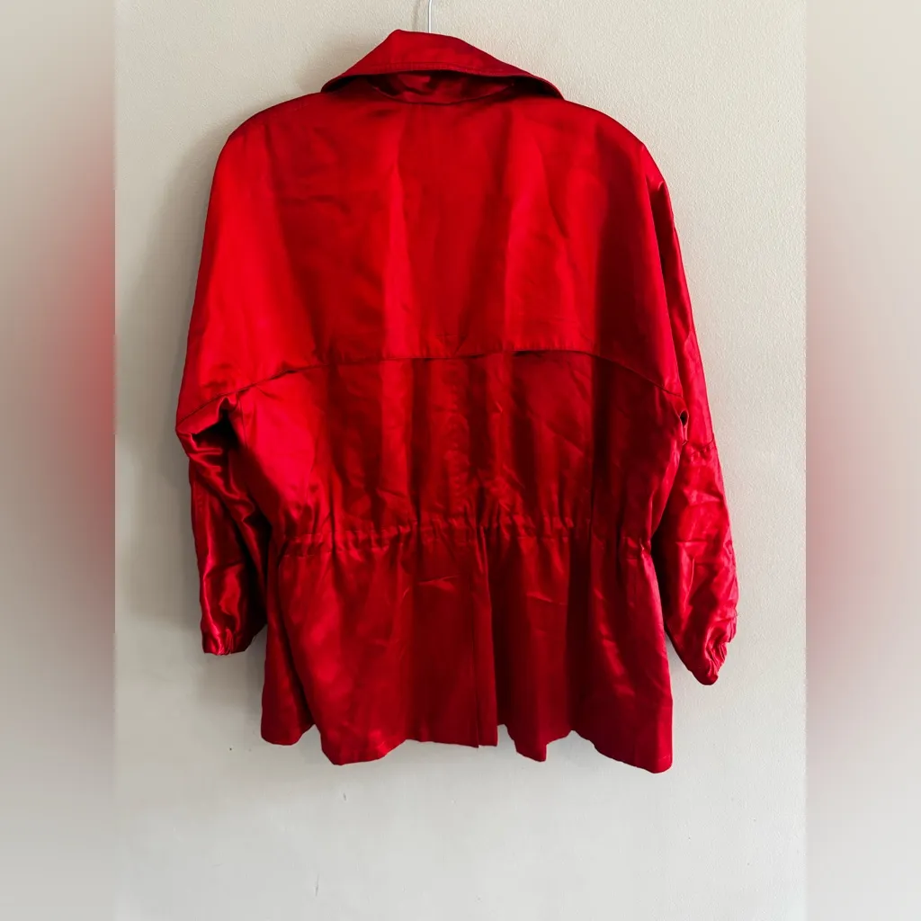 Vintage bergdorf Goodman red satin parka jacket | drizzle ny | women’s 4 oversiz - Image 8