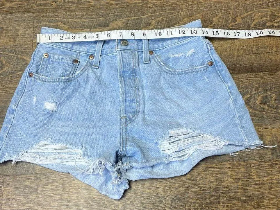 501 Jean Shorts Women's Size 28 Button Fly Distressed Ripped Cut Off - Image 3