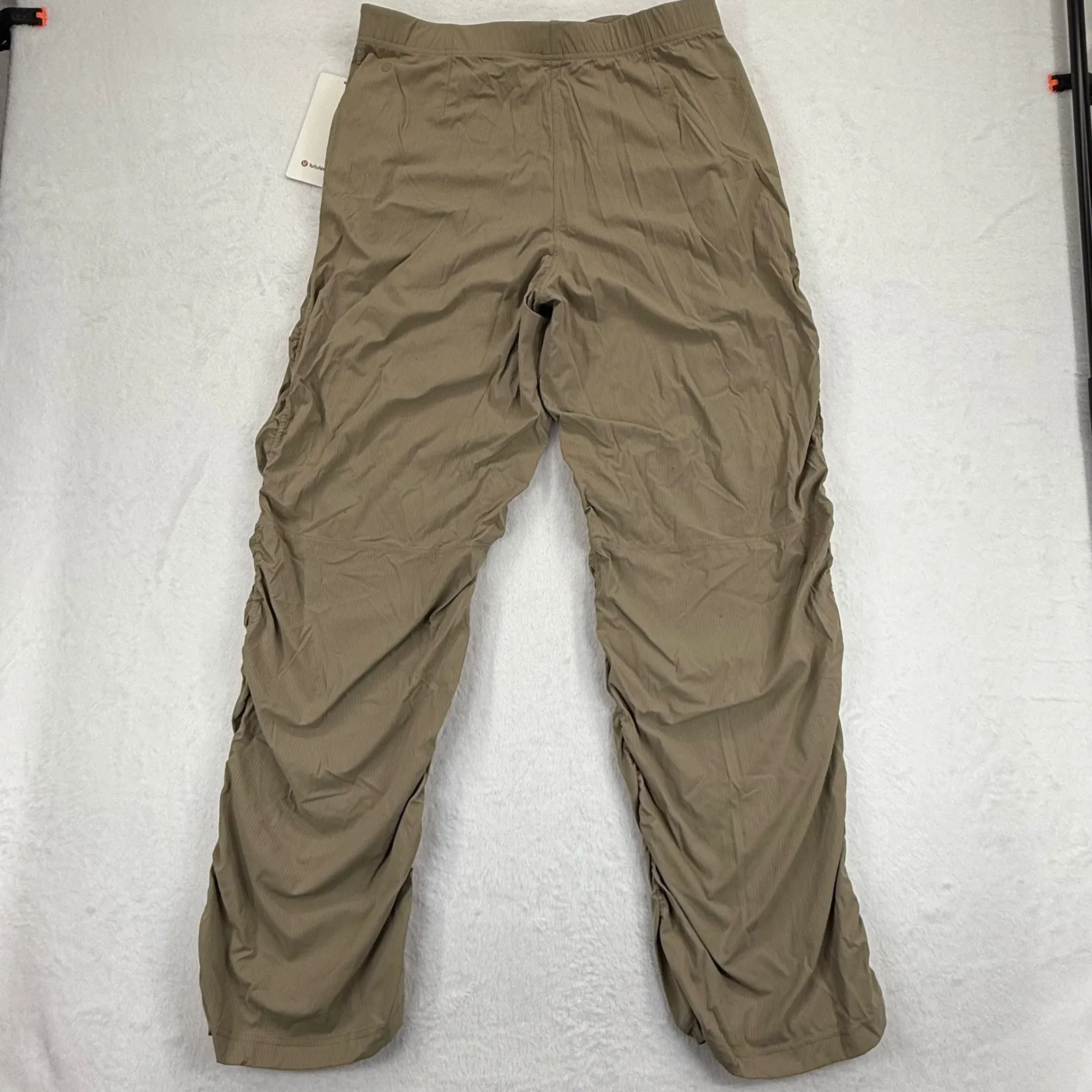 Lululemon Dance Studio HR Flared‎ Pant XL High Rise Slim Fit Ruched Tan - Image 7