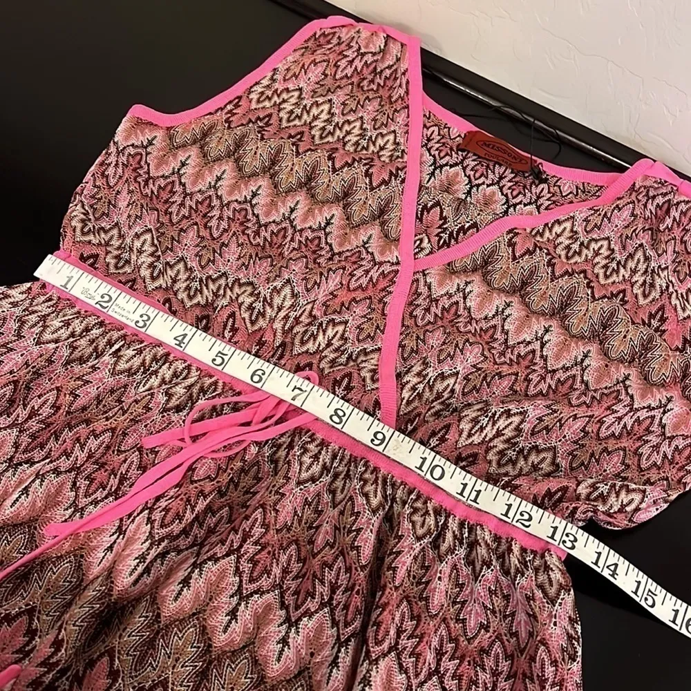 MISSONI Foulard chevron mini dress beach cover pink size 2 (S), NWOT - Image 9
