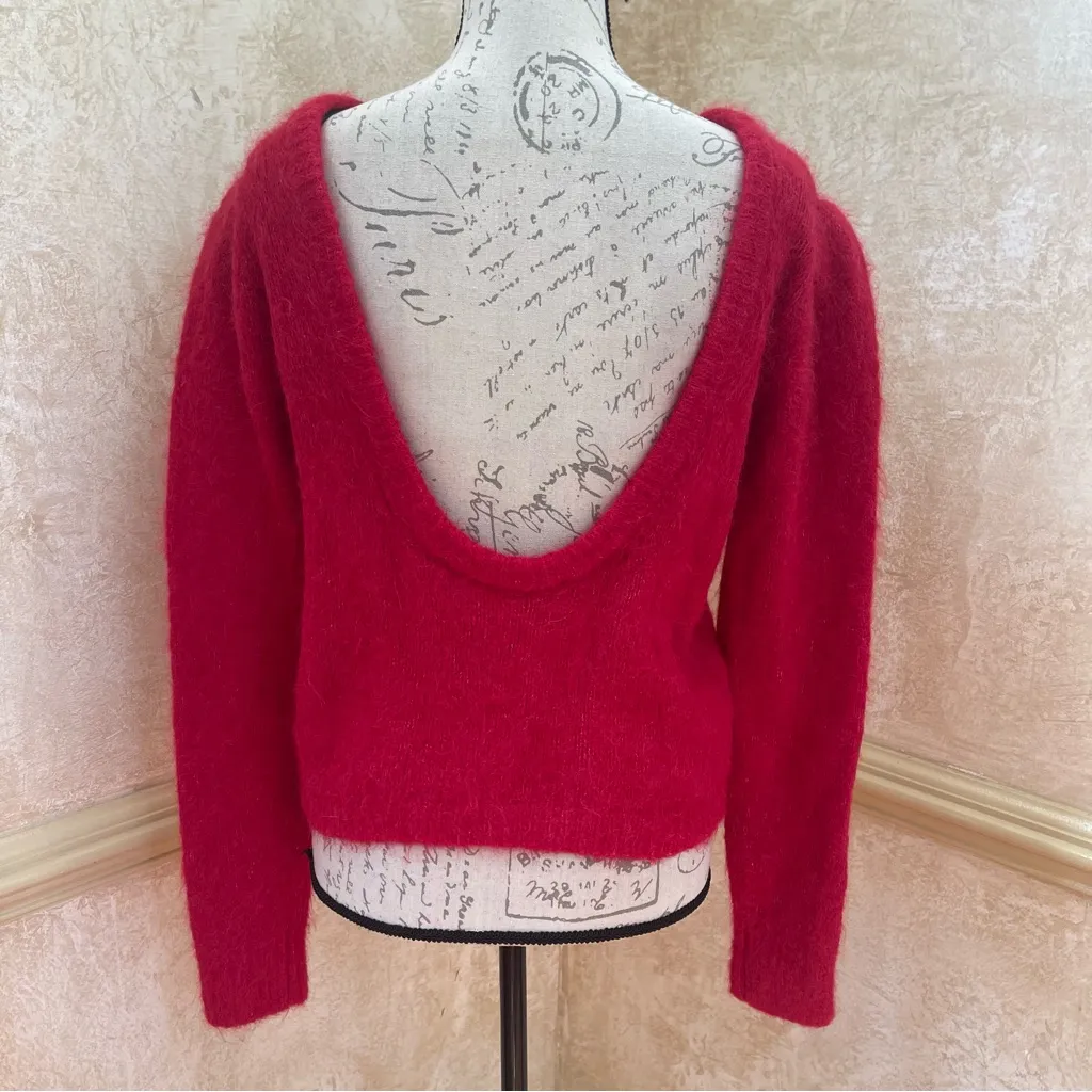 BA&SH Alpaca-Blend Pullover Crew Neck Sweater Open Back padded shoulders Sz S/1 - Image 4