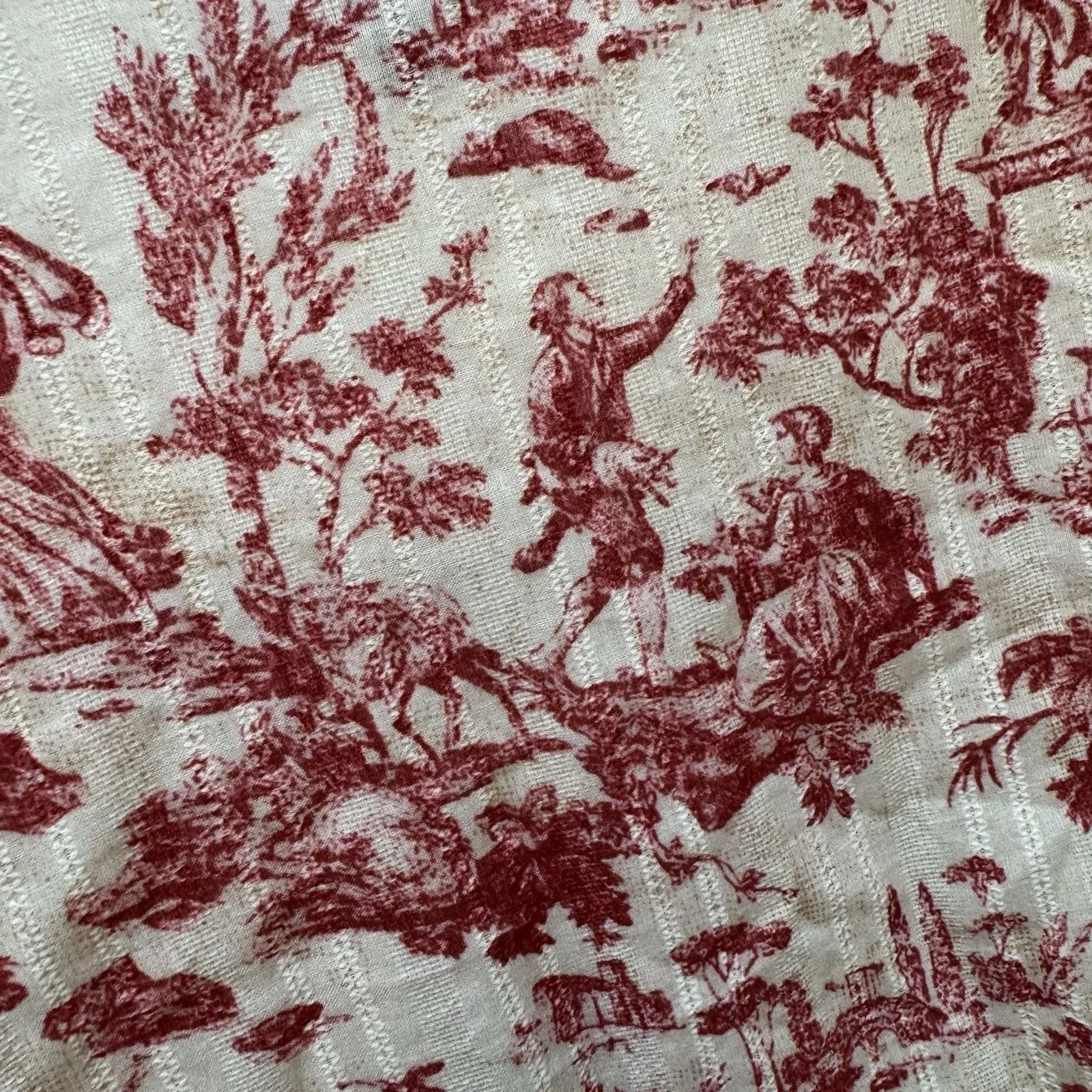 J Peterman Cotton French Toile Red and Cream Sundress Full Skirt 8 Midi Tie Belt - Image 9