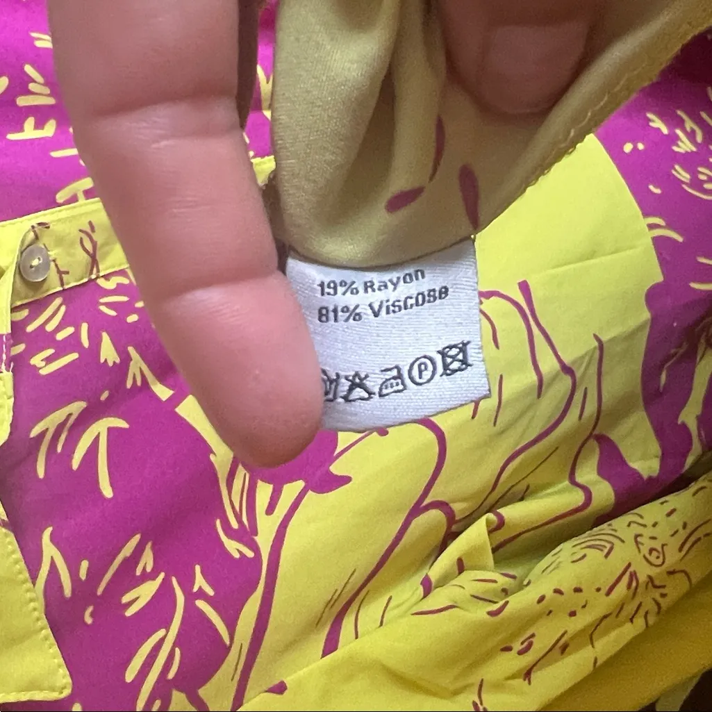 Jayley Sienna Floral Maxi Shirt Dress Button Collar Neon Long Sleeve Boho Art M Yellow Size M - Image 7