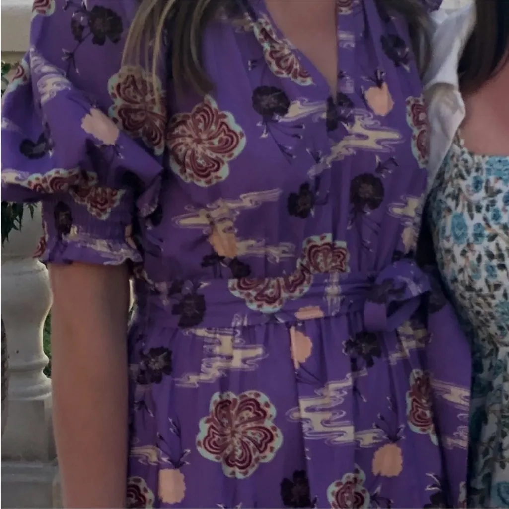 NWOT Ulla Johnson Dasha Popelin Ruffle Tier Purple Zinnia Floral Midi Dress - Image 14