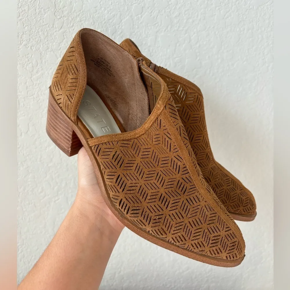 1. State Iddah Brown perforated suede Booties SZ 8.5 - Image 3