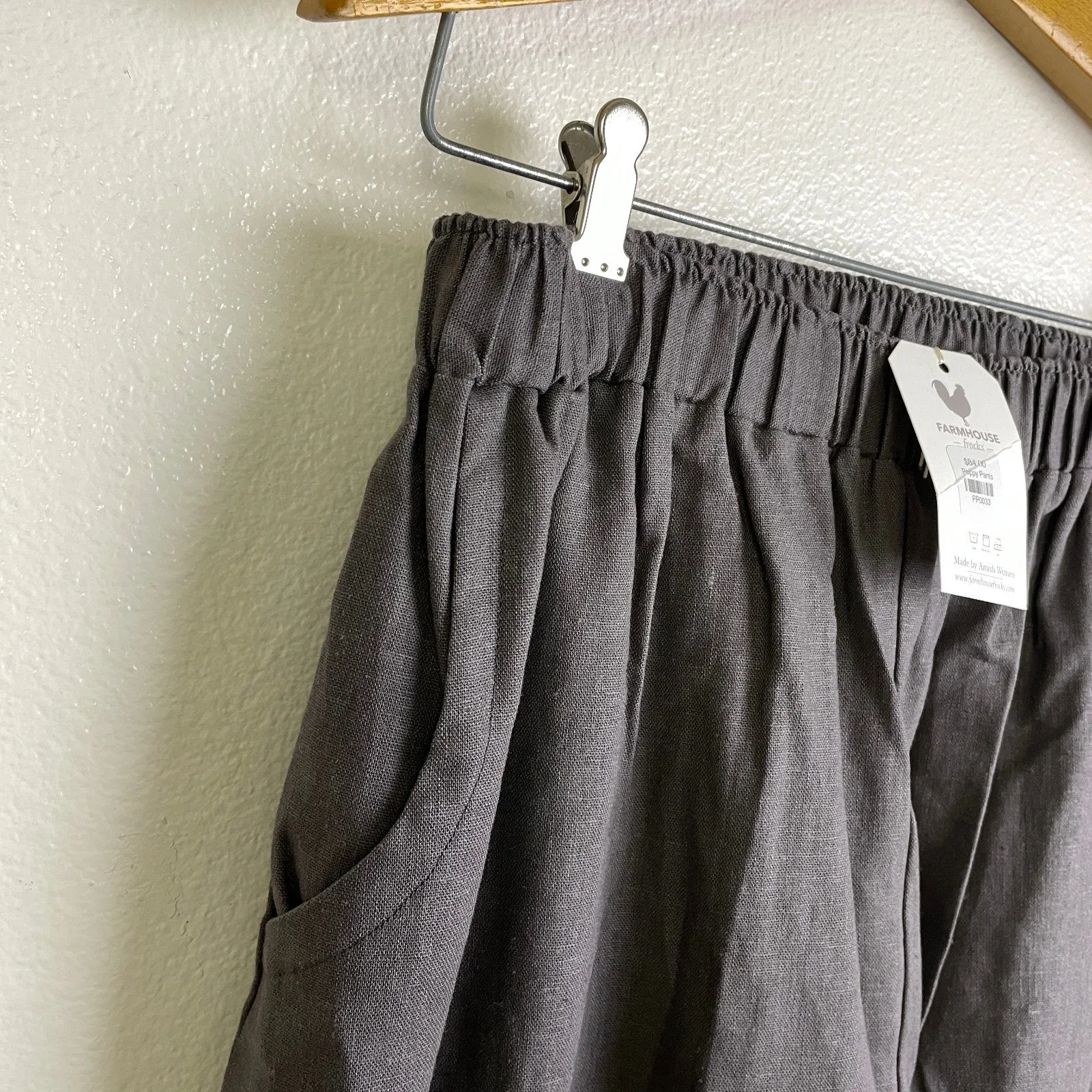 Farmhouse Frocks Poppy Wide Leg Pants Womens Medium Taupe Elastic Amish NWT Gray - Image 5