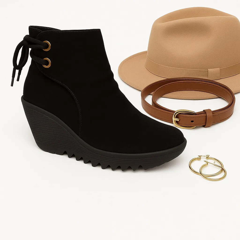 Fly London Yama Black Suede Wedge Ankle Boots Size 40 US 9 Boho Goth in GUC - Image 11