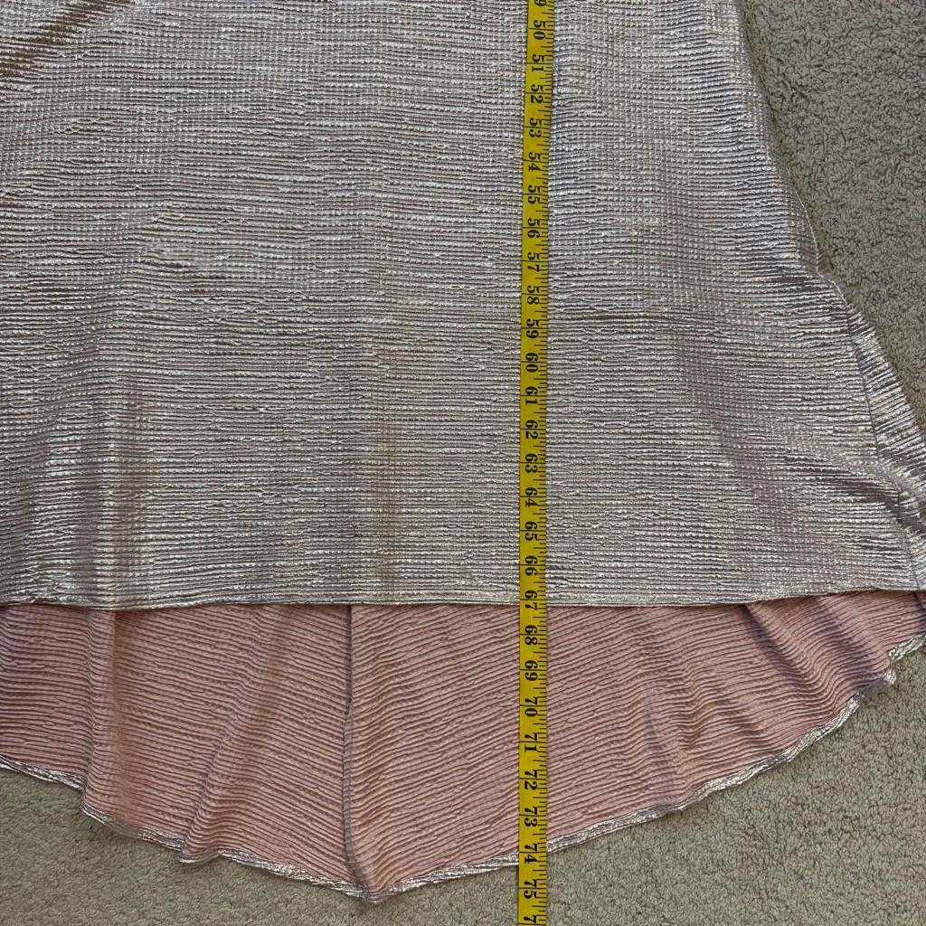 Betsy & Adam Quicksilver Flutter Sleeve Trumpet Gown Pink Silver 14 - Image 10