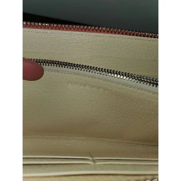 BVLGARI Signature Logo Pink Zip Around Wallet Luxury Designer Monogram Canvas - Image 13
