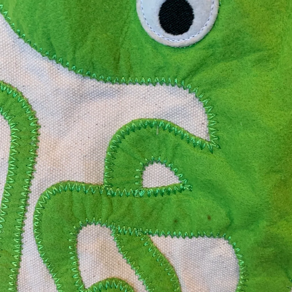 Large Cotton Canvas Large Octopus Bucket Tote Bag with Inside Zippered Pocket Green - Image 3