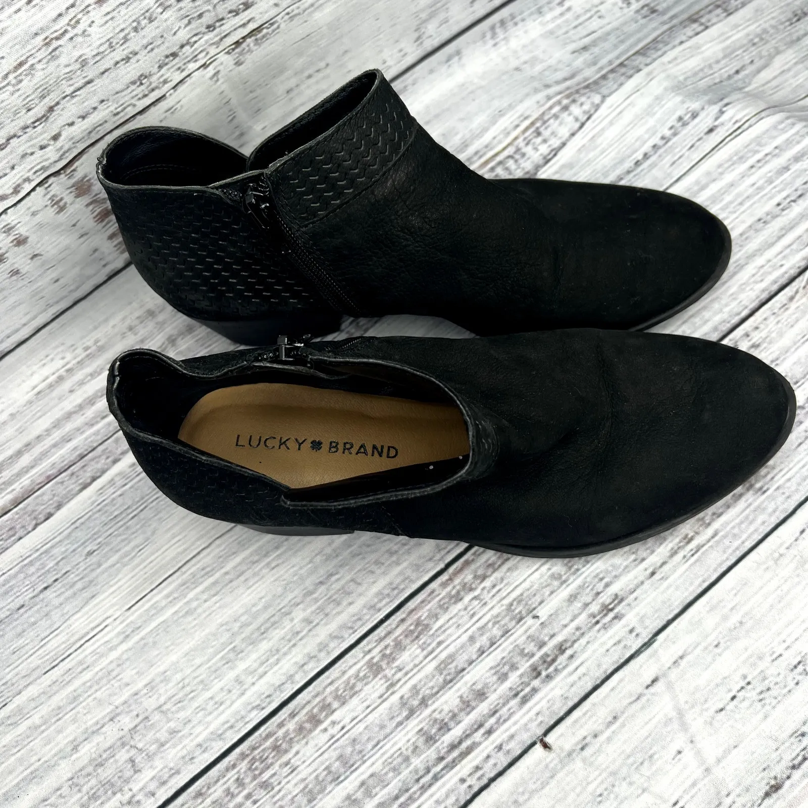 Lucky Brand Brintly Black Suede Leather Ankle Boots Women’s Size 7 - Image 3