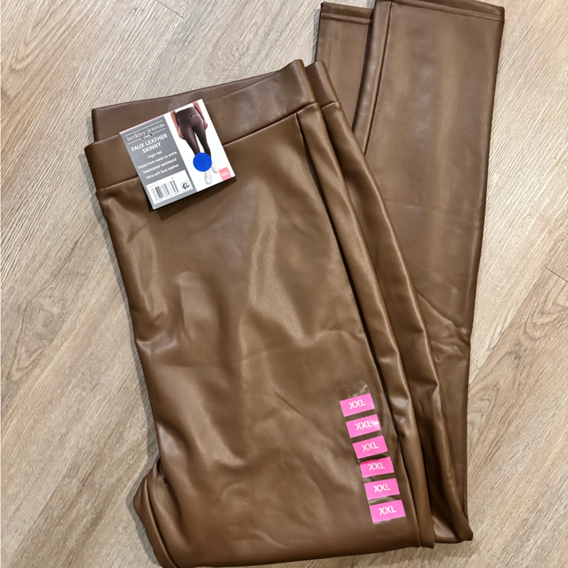 SET OF 2 High waisted faux Leather Leggings Black Size XXL - Image 3