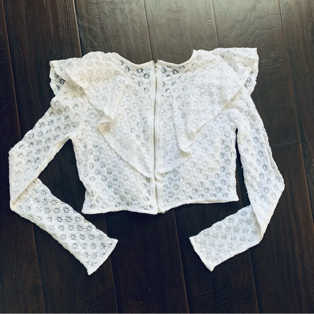 Forever 21 White See-Through Lace Dressy Crop Top - Image 6