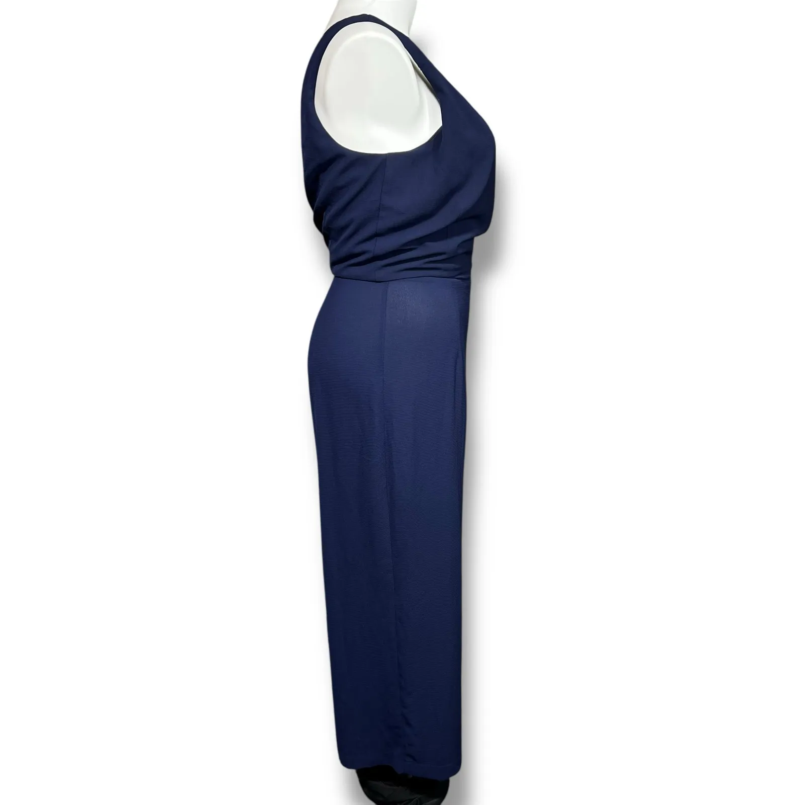 Speechless Womens Jumpsuit Sleeveless V Neck Wide Leg Tie Waist Navy Blue XL - Image 3