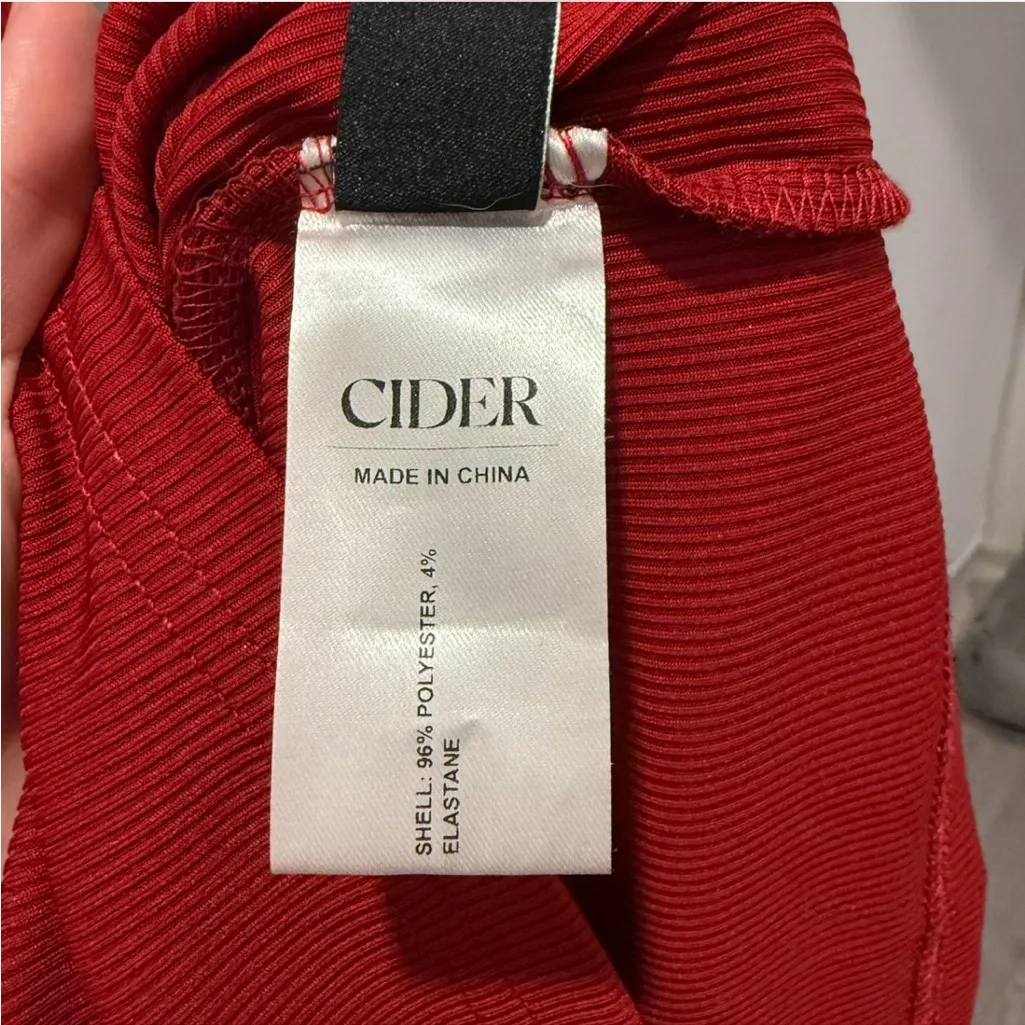 Cider High Neck Ruched and Ribbed Midi Dress - Image 5