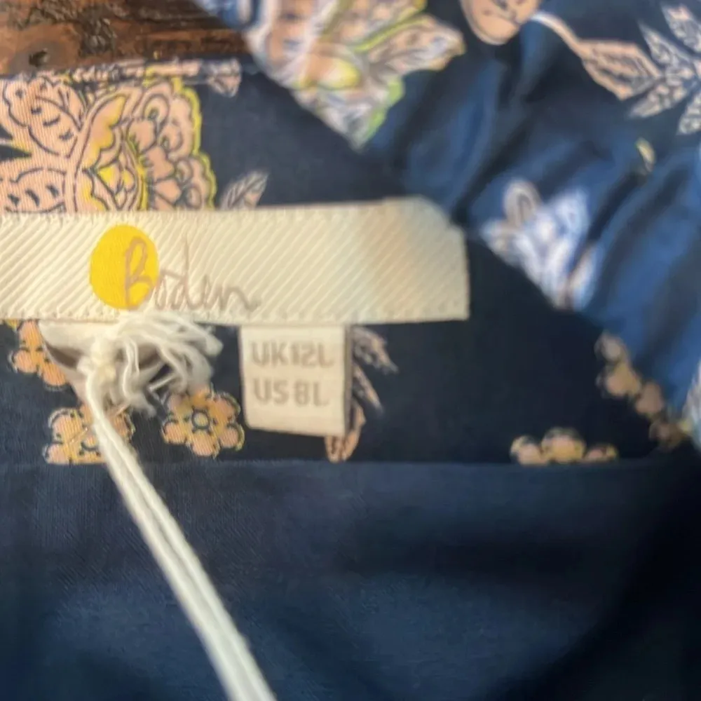 Boden Cut Out Detail Mini Dress Navy Floral Print Size 8T Tall Puff Sleeve  NWT - Image 7