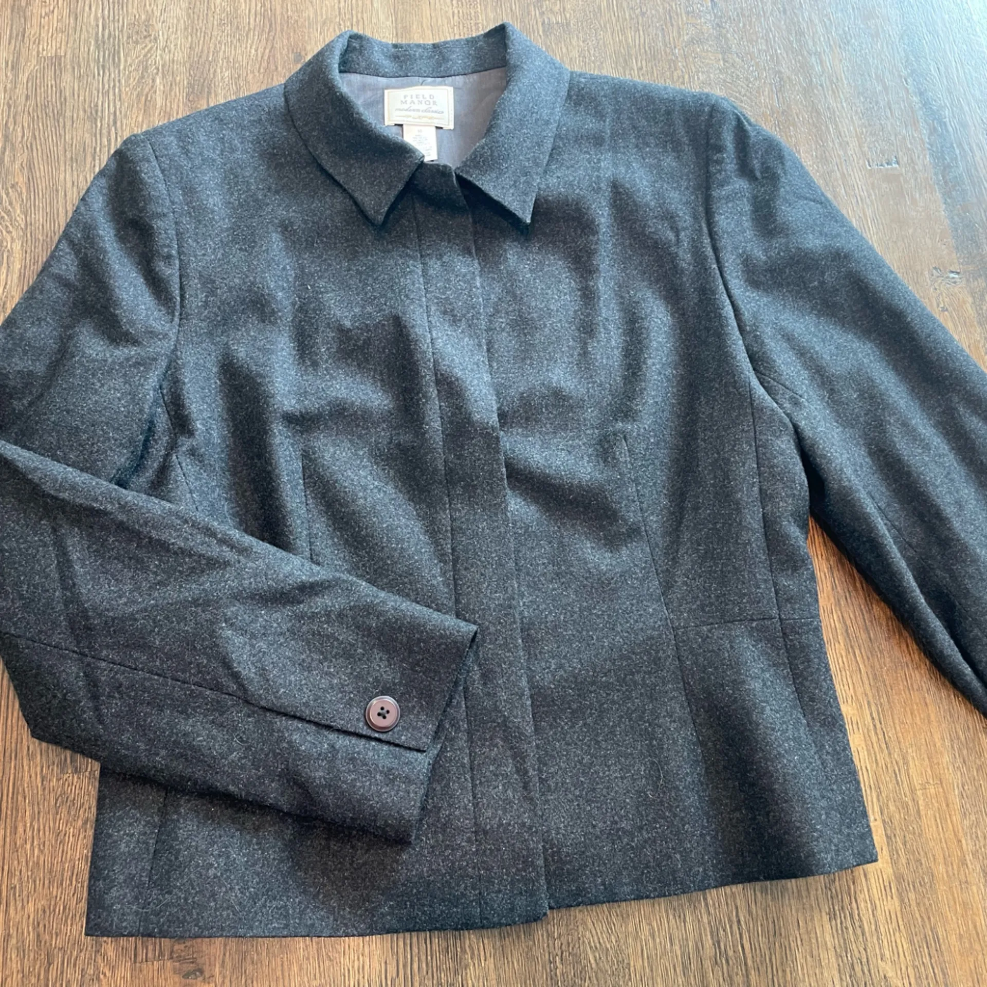 Field Manor Charcoal Gray Wool Suit (Coat and Skirt) - Image 2