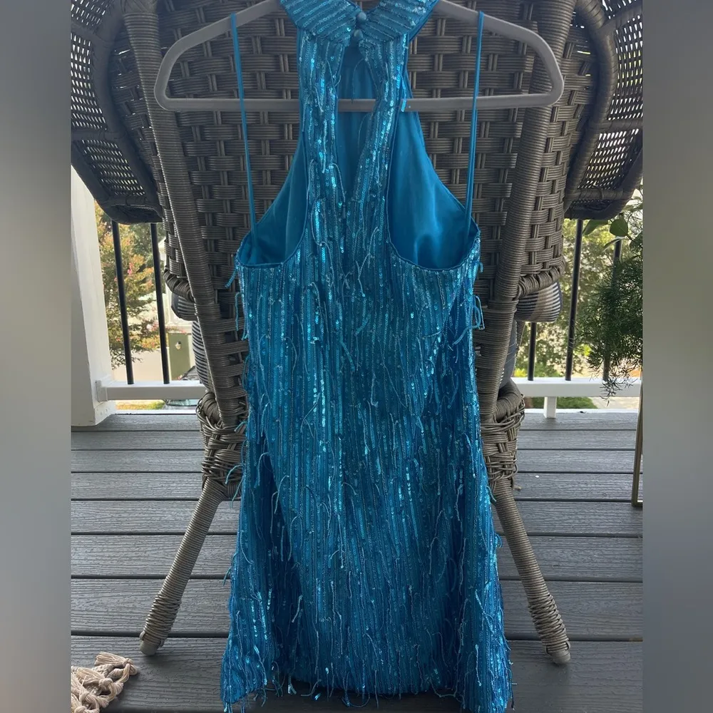 Saylor Blue Sparkly Mini Dress - Image 3