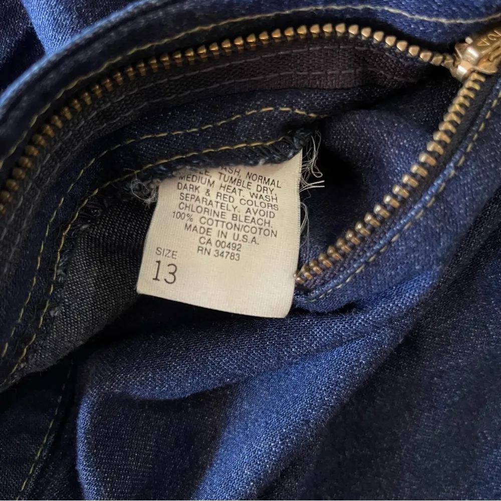 VTG 80s Lee Denim Midi Skirt Dark Wash
Indigo A-Line Size 13 Retro High Waisted - Image 5