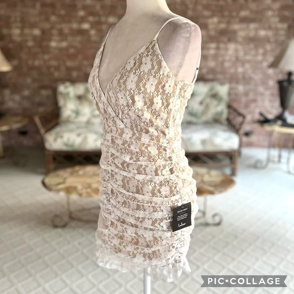 NWT Lulus Frilled To Be Here Dress Lace Lace Ruched Mini S Cocktail Party Grad - Image 8