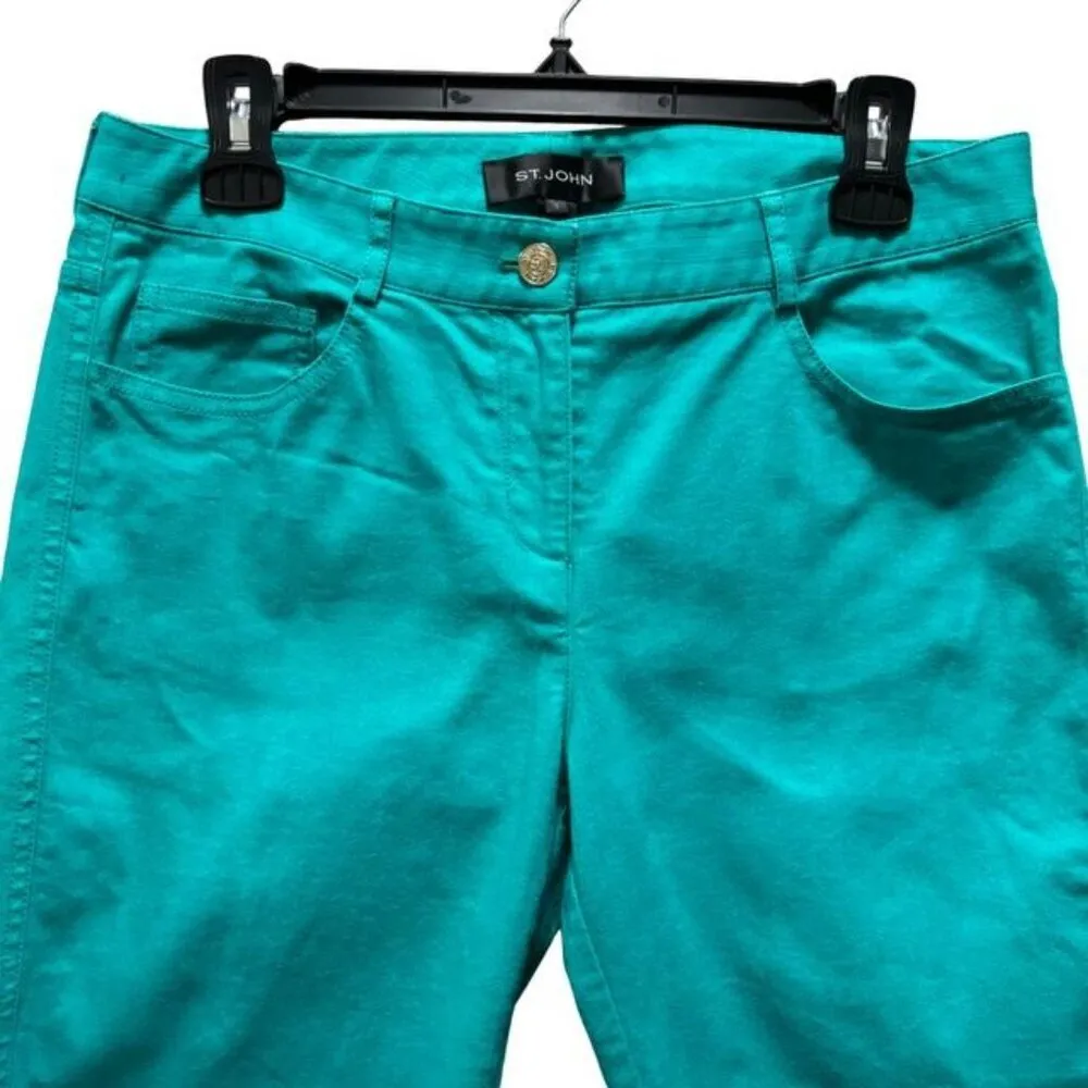 St. John Womens Turquoise Straight Leg Pans Size 6 - Image 8