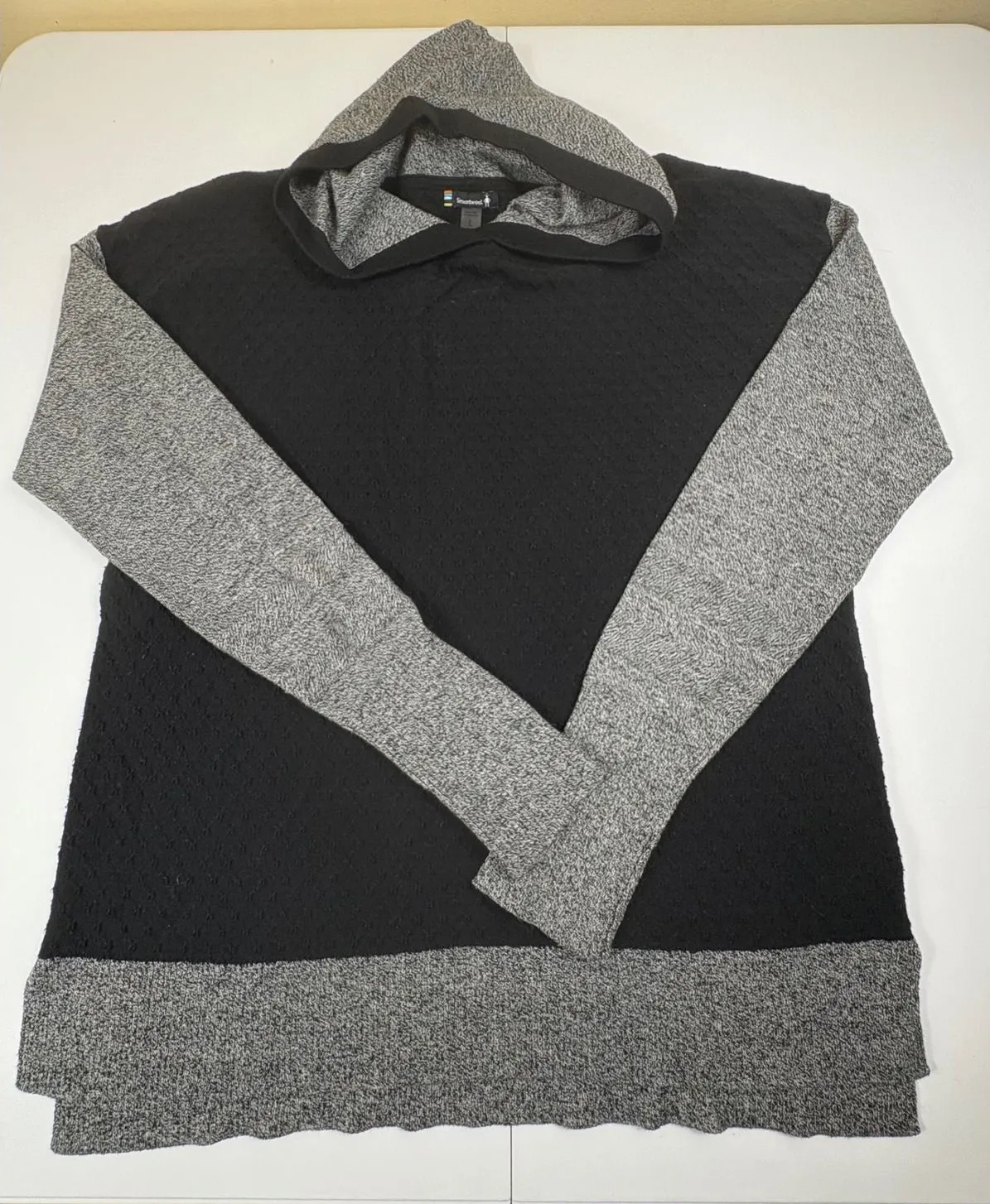 Smartwool Women's Black Grey Textured Knit Hoodie Pullover Sweater L - Image 1