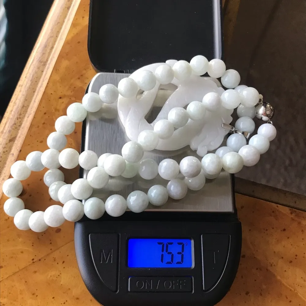 Natural Jade Sterling Silver Dragon Necklace - Image 7