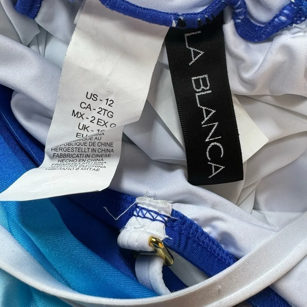 La Blanca Ocean Oasis Keyhole Tankini Top in Ocean Oasis Sapphire Size 12 - Image 4