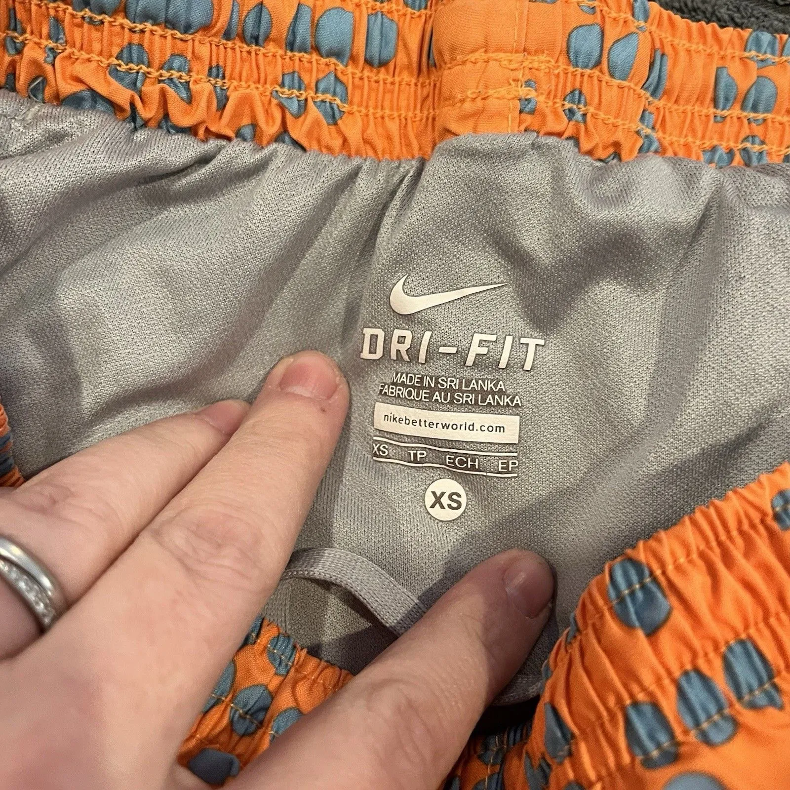Nike Shorts Women XS Orange Lined Dri-Fit Running Drawstring Outddor Athletic - Image 5