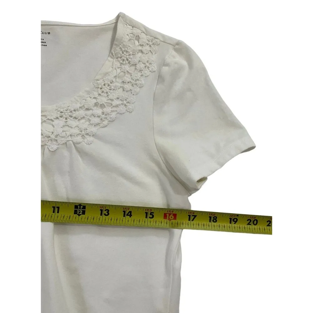 Charter Club Women Size Medium Cream Blouse Shirt Cotton (18-309) - Image 7