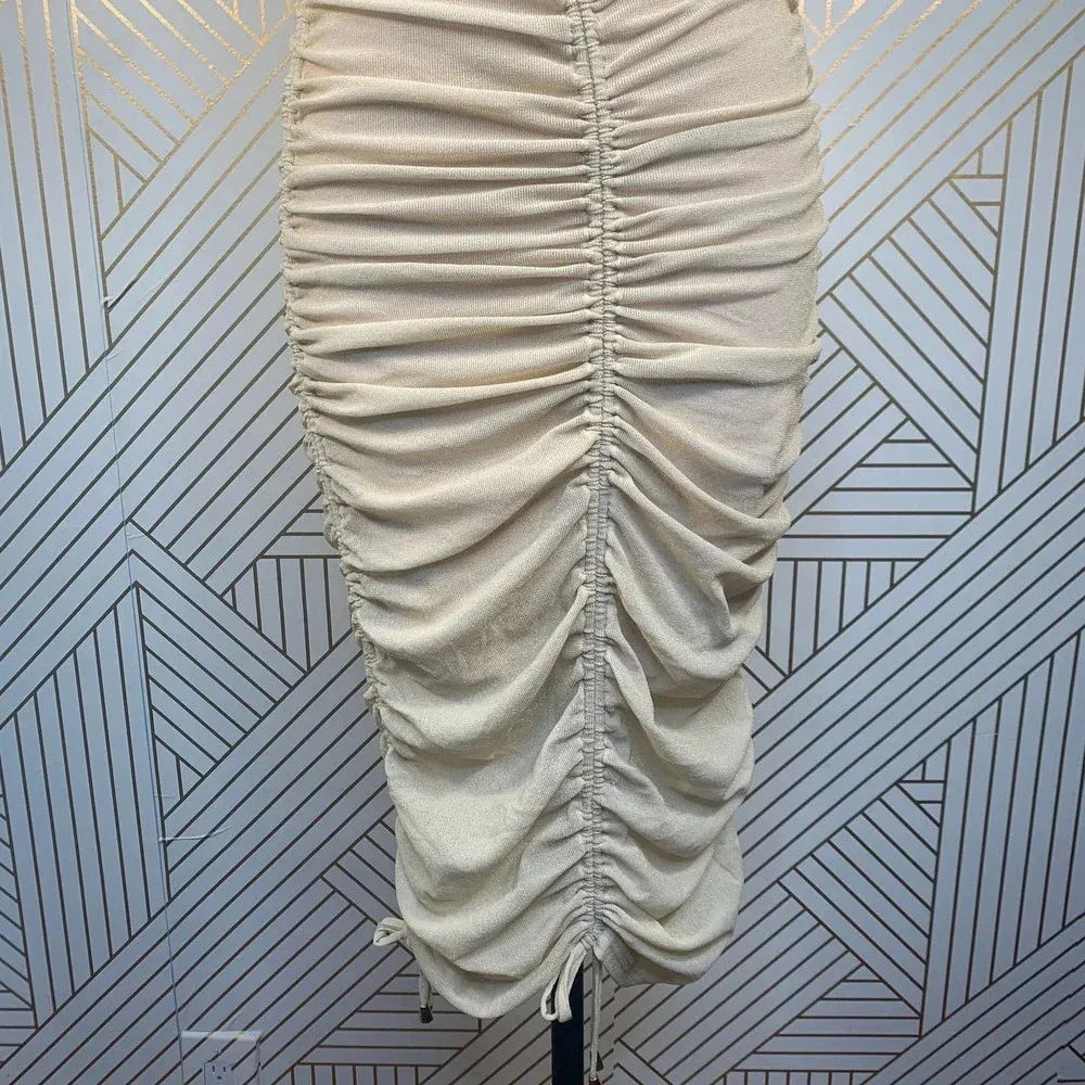 Zya ZYA the Label Zephyr‎ Halter Dress Cream Gold Ruched Halter Dress Size 12 - Image 6