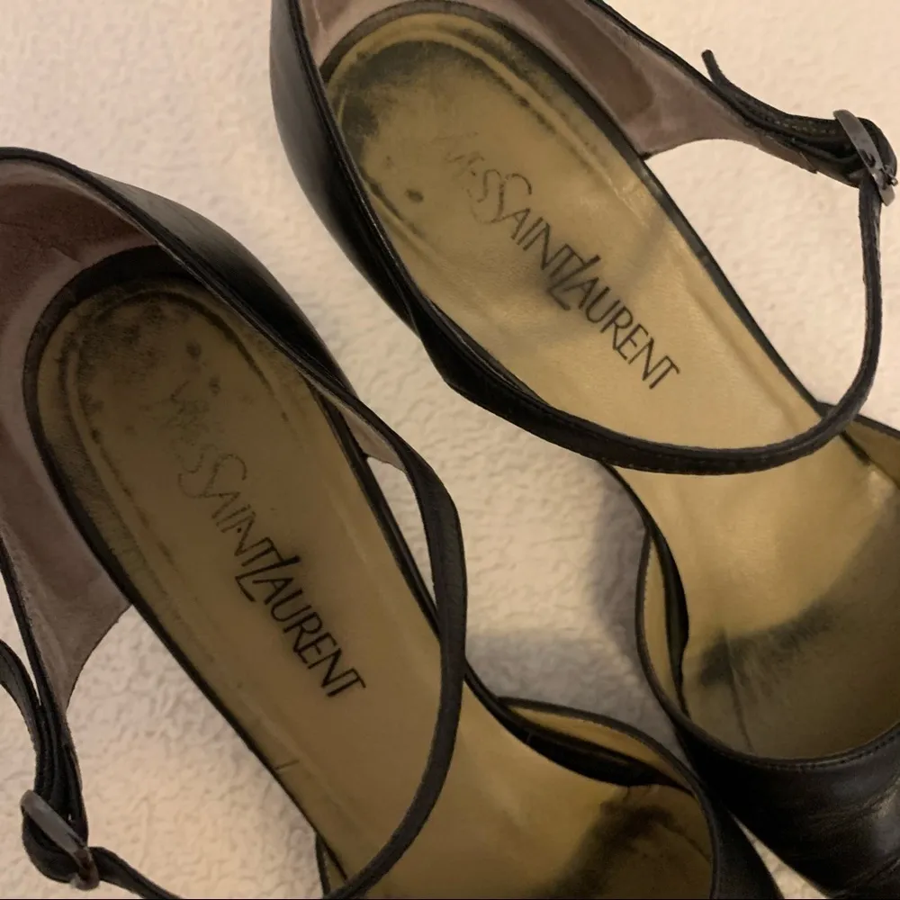 Yves St Laurent YSL Vintage Black Leather Heels418 Size 7.5 - Image 5