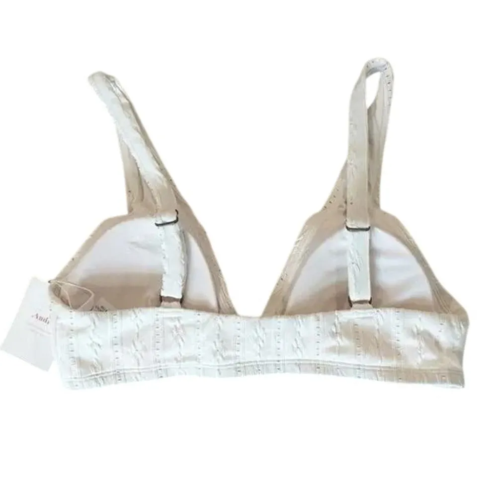 NWT Andie The Belmar Eyelet Bikini Top Bohemian Removable Cups M Coconut White - Image 4