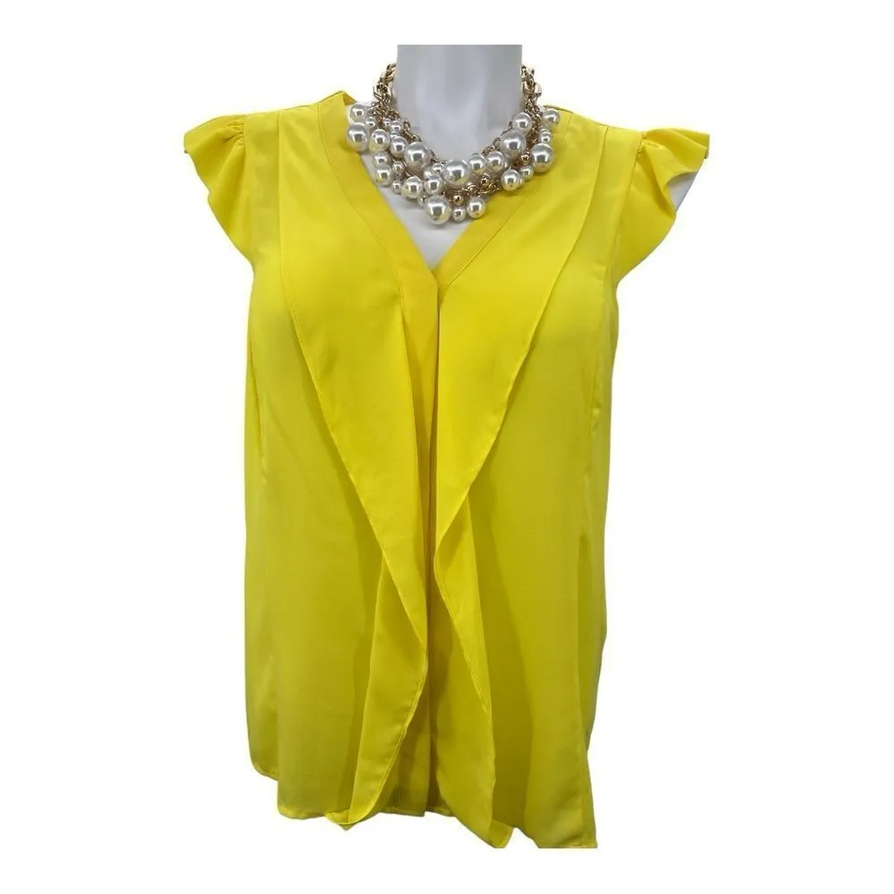 Worthington yellow short sleeve button up top XL - Image 2