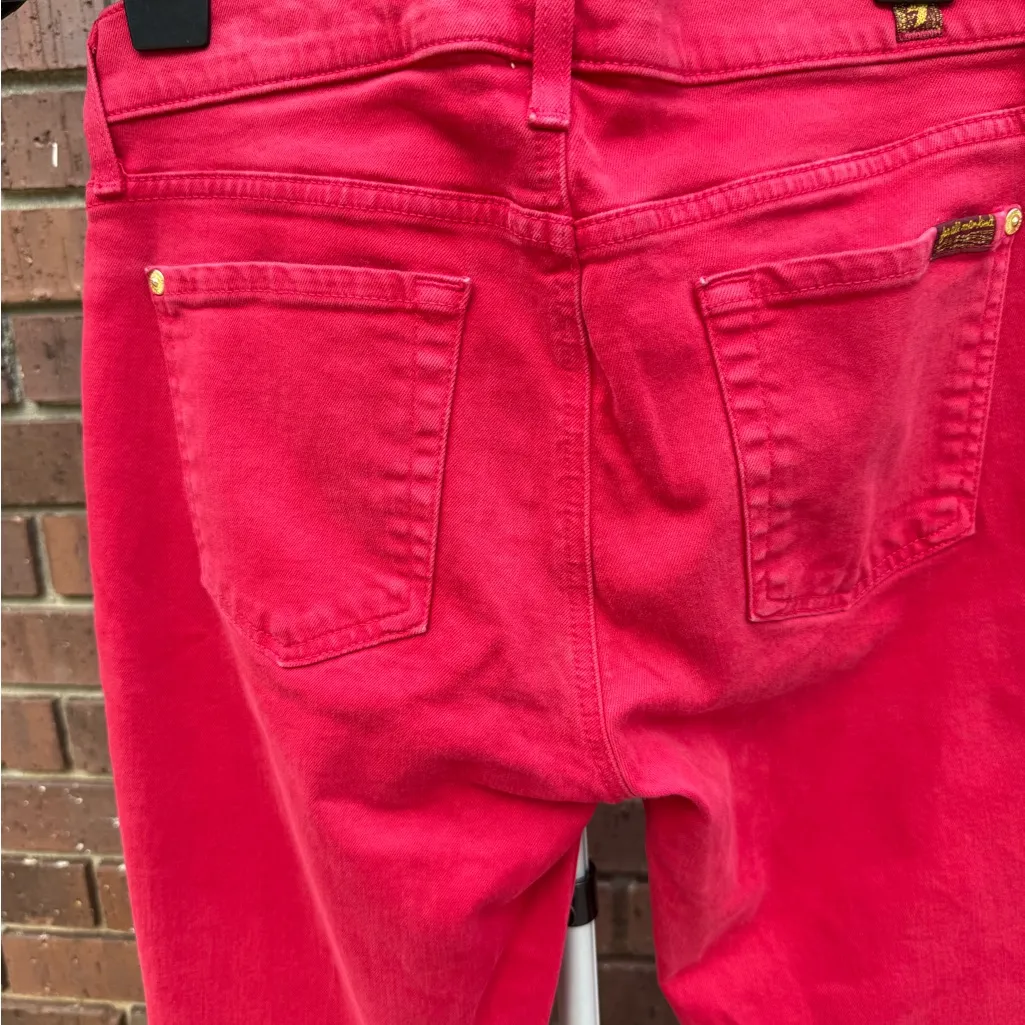 Seven 7 For All Mankind Stretch Red Denim Jeans Low Rise Skinny Womens Size 29 - Image 6