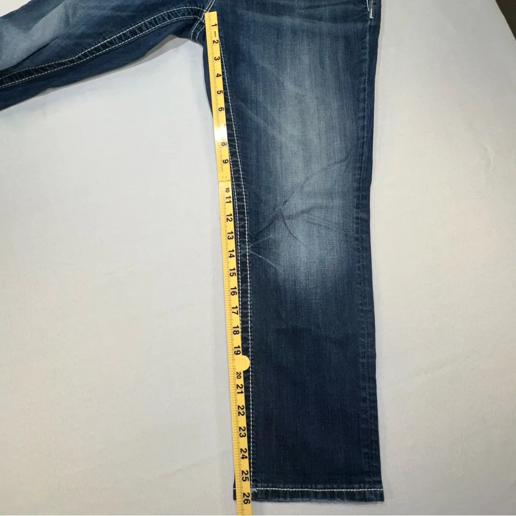 Miss Me Easy Cropped Jeans Women's 29 Dark Blue Stretch Denim Mid-Rise - Image 12