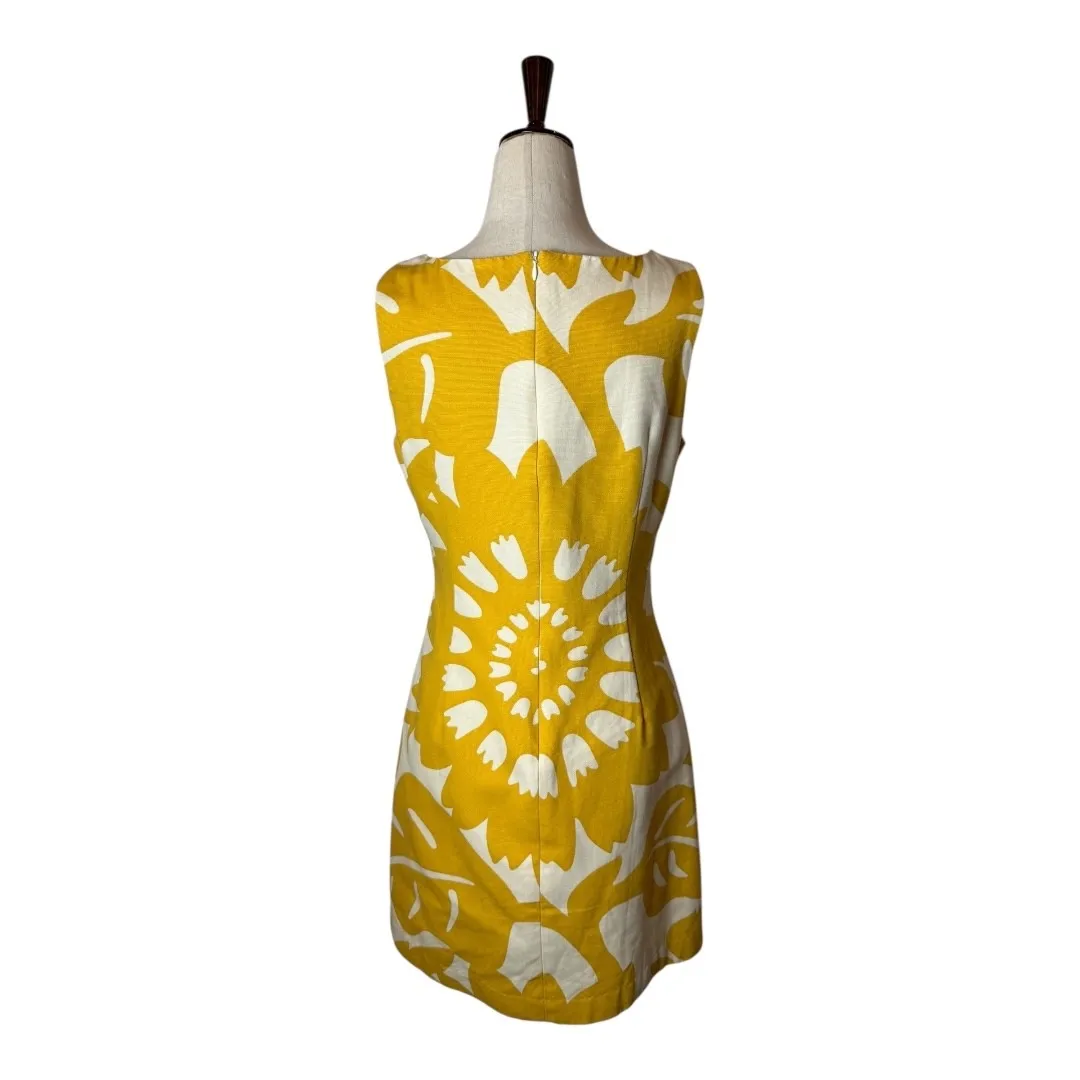 Jack Rogers Dress Women 8 Yellow White Floral Sleeveless Sheath Mini Boho Preppy - Image 3