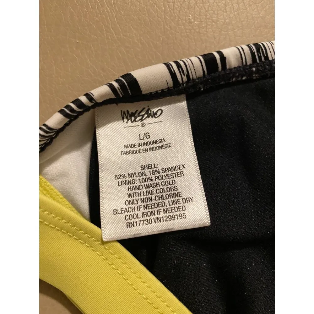 Mossimo Stripe Triangle Bikini Top Large Swimsuit Swim Yellow Black Size undefined - Image 5