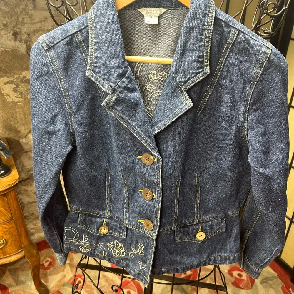 Christopher & Banks Embroidered Denim Jacket/Blazer -Size Small - Image 3