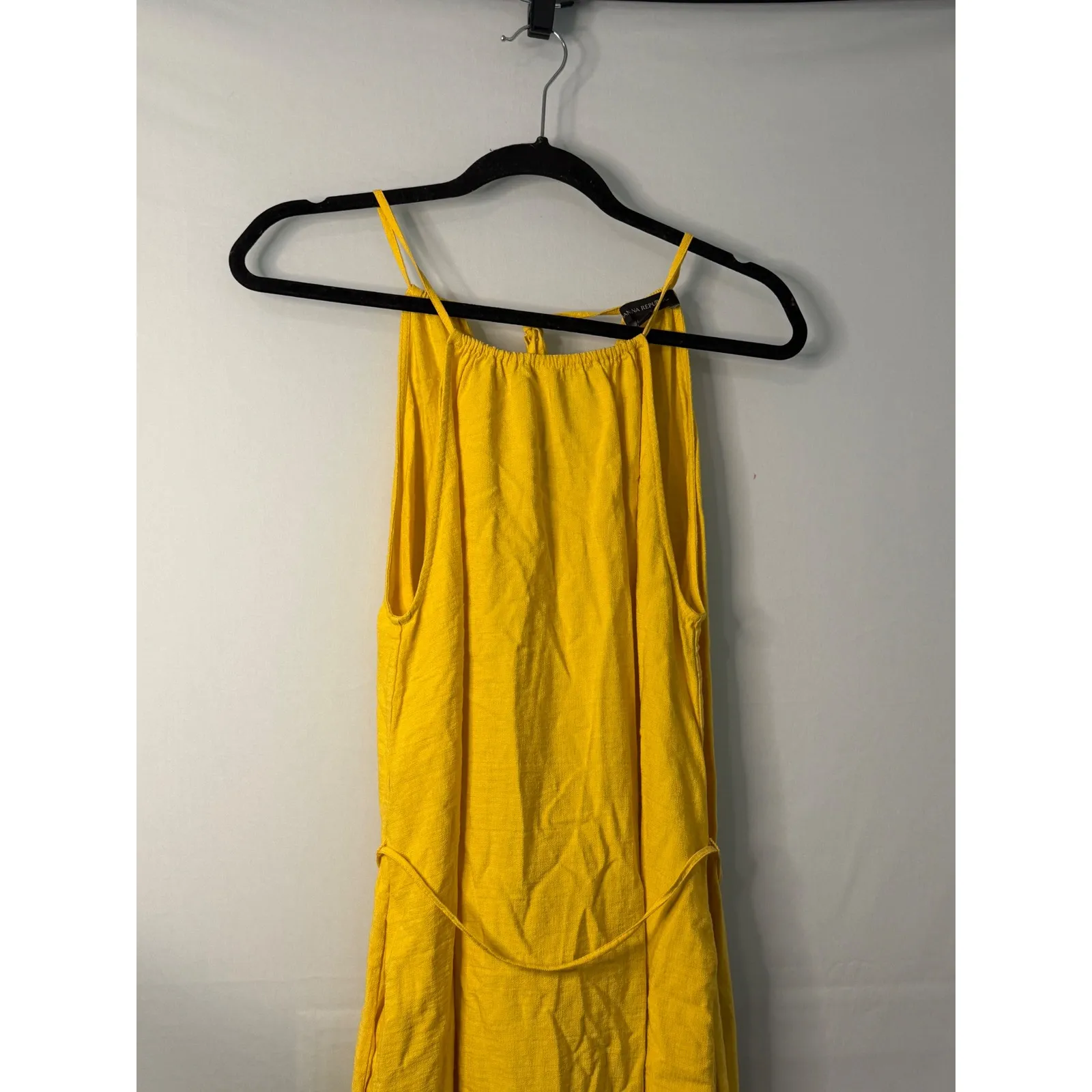 Banana Republic Yellow Maxi Dress Tie Waist Tiered Hem Sleeveless Size M - Image 2