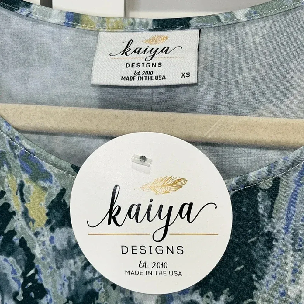 Rare NWT boutique dress rainforest print dress ruffle sleeves ruffle hem layered Blue Size XS - Image 7