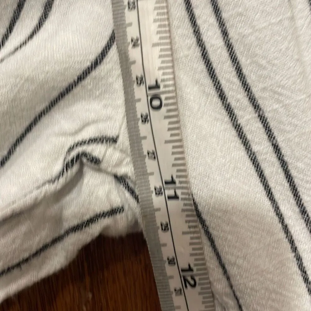 Cali 1850 Linen White striped smocked waist wide leg pant large - Image 4