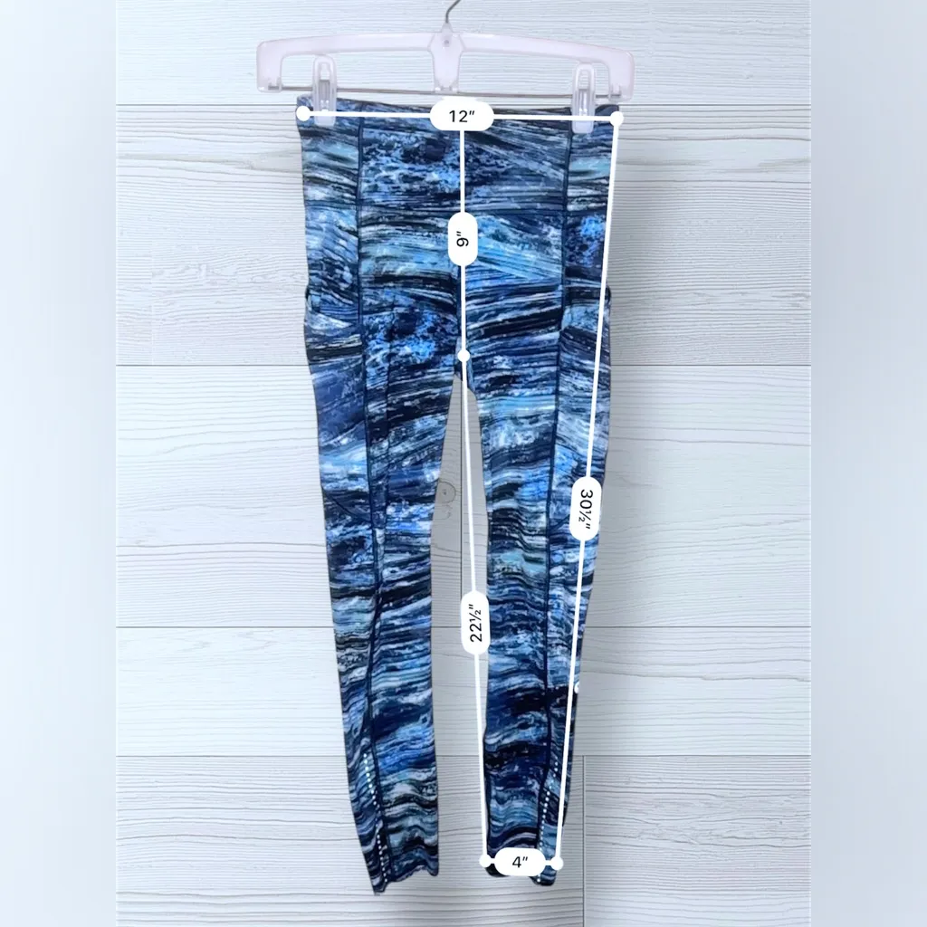 LULULEMON Women’s Fast & Free Crop II Shorelines Multi Blue Athletic Leggings - Image 10