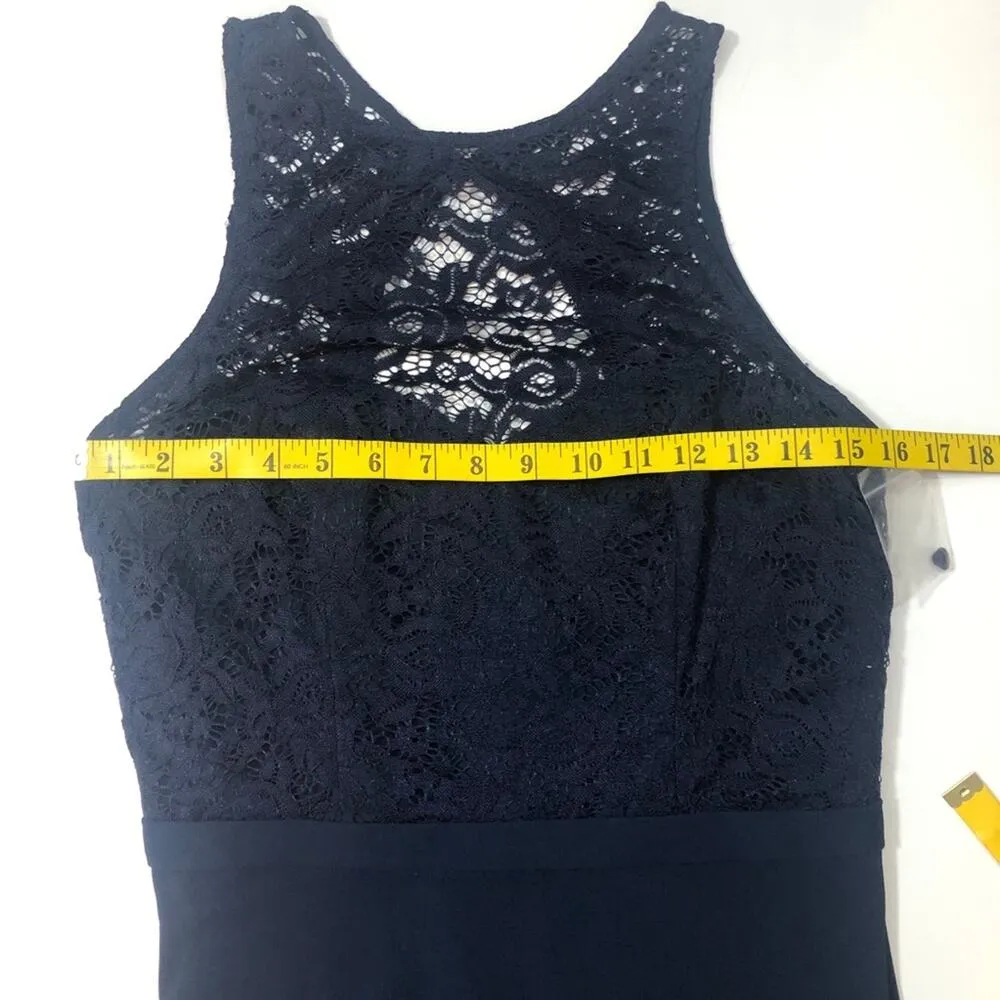 Levkoff bridemade Navy lace a line maxi dress Size 10. - Image 4