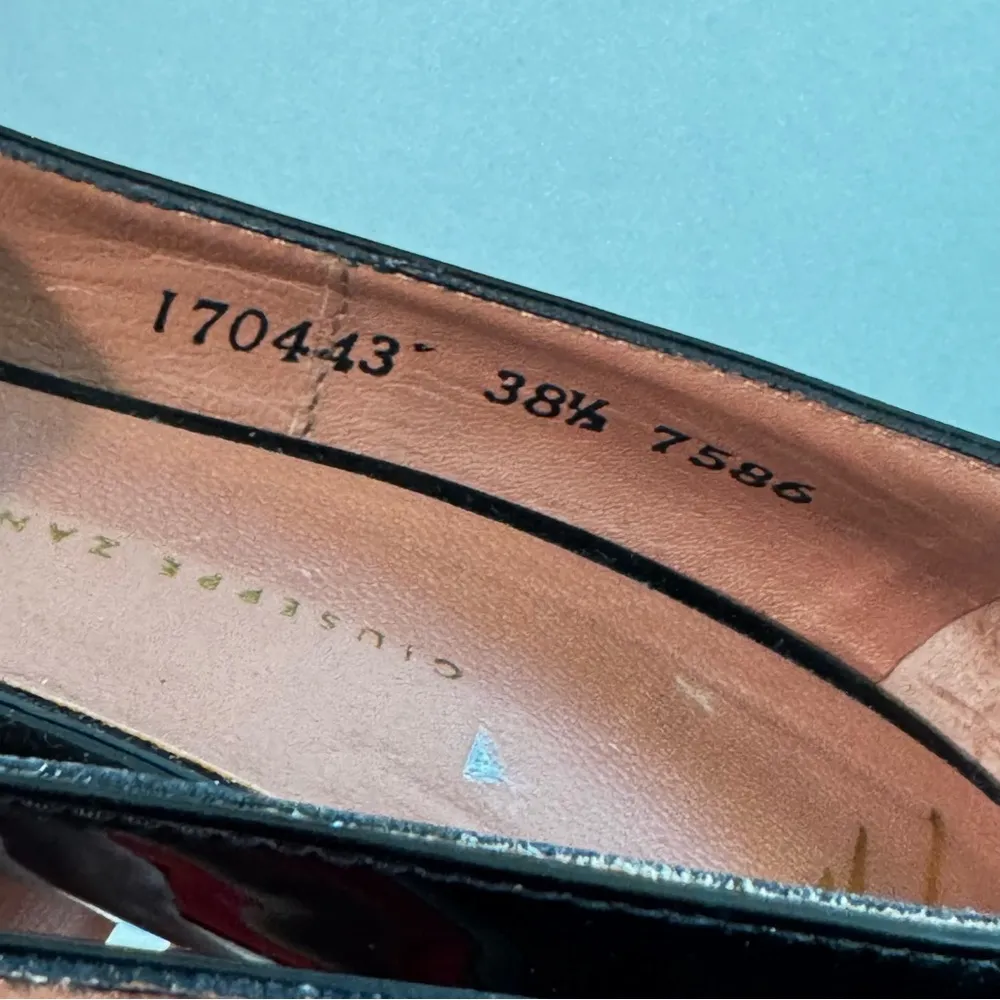 Giuseppe Zanotti Black Patent Leather Peep Toe Pumps Size 38.5 - Image 8