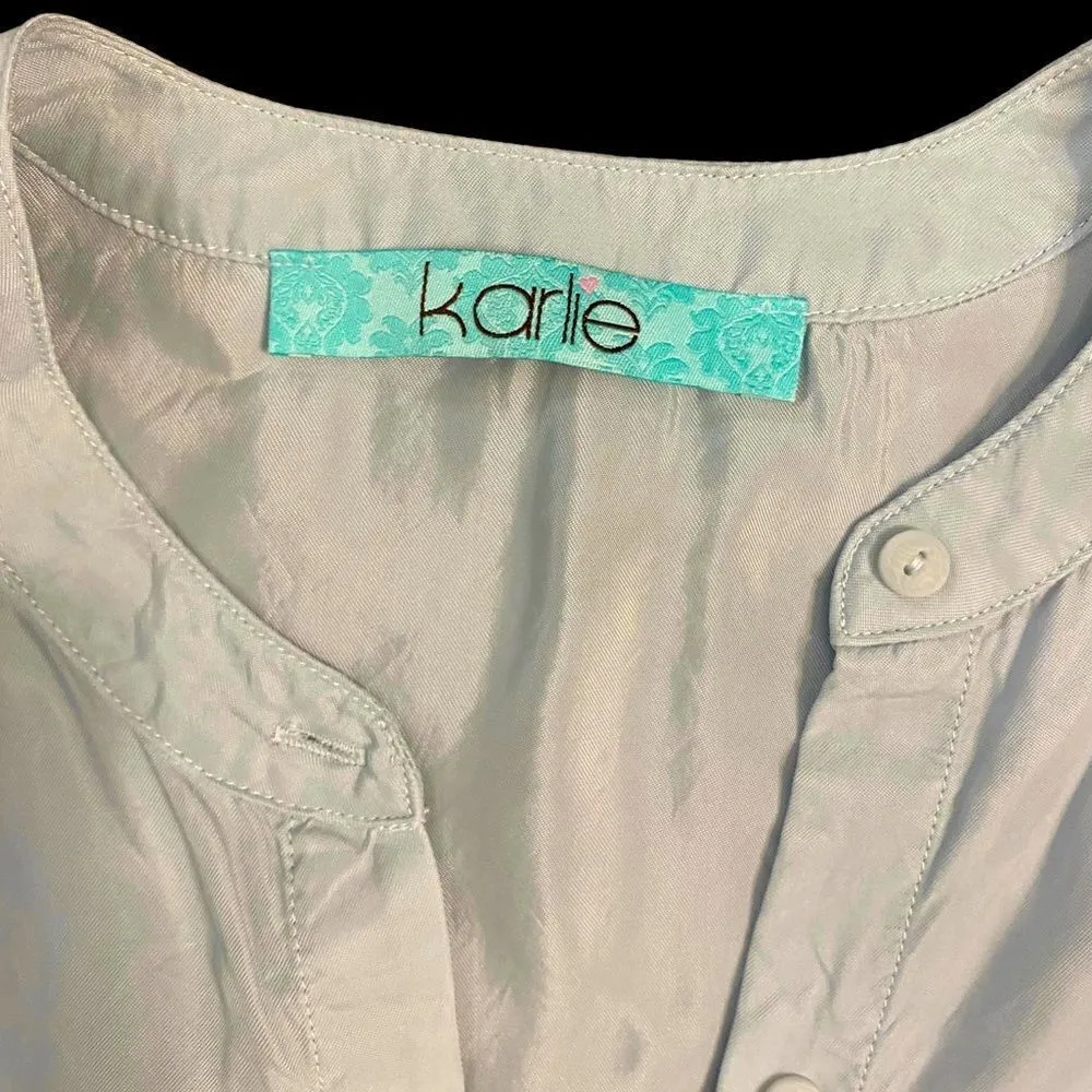 Karlie Pale Blue Button Down with Tie Bottom Shirt - Image 4
